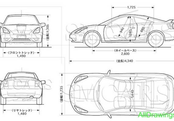 Toyota Celica (Toyota Selik) - drawings (drawings) of the car